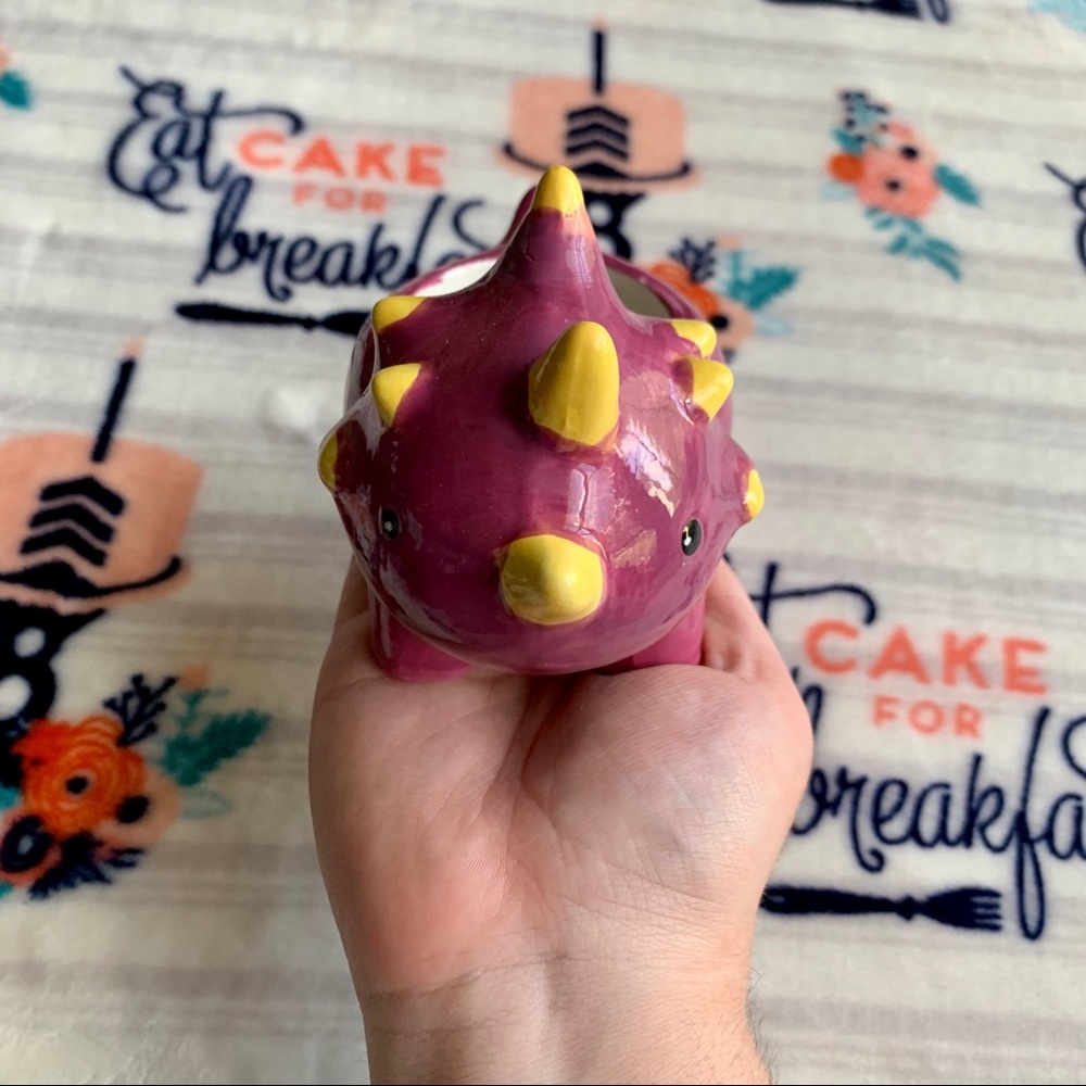 ๐ Adorable Dinosaur Purple Triceratops Planter ๐ - Picture 2 of 5